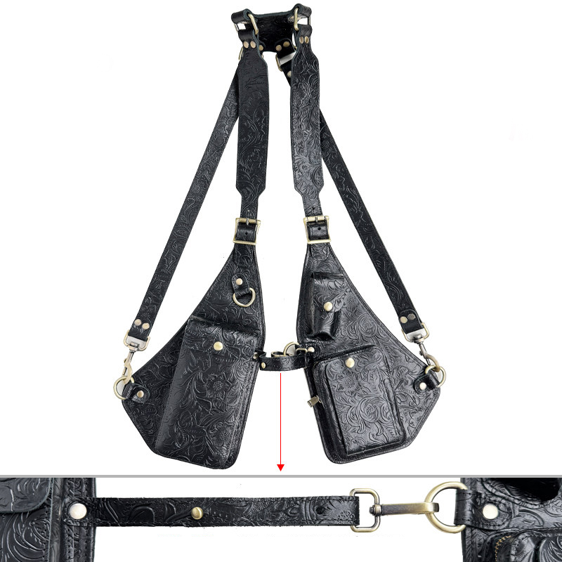 Vintage Embossed Leather Shoulder Holster Bag for Men