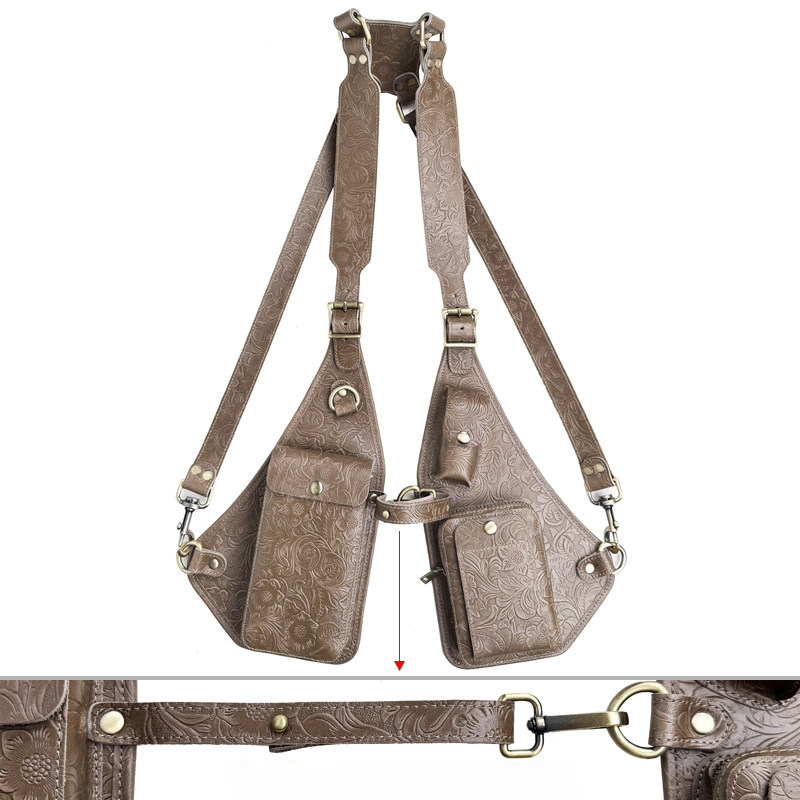 Vintage Embossed Leather Shoulder Holster Bag for Men