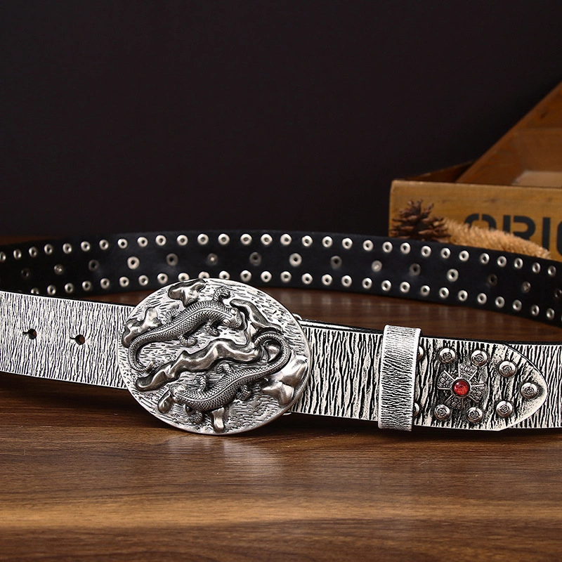 Draco Western Leather Belt with Plate Buckle | 3.8cm Wide