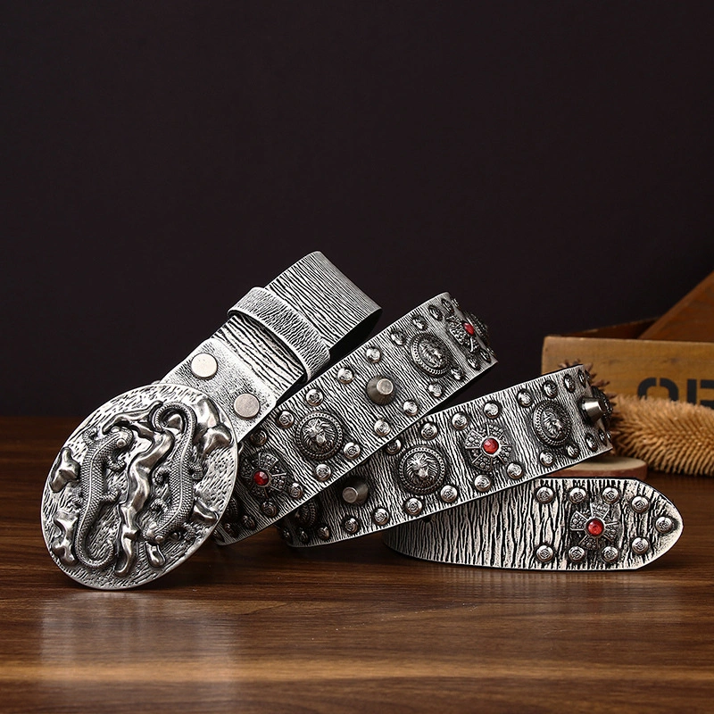 Draco Western Leather Belt with Plate Buckle | 3.8cm Wide