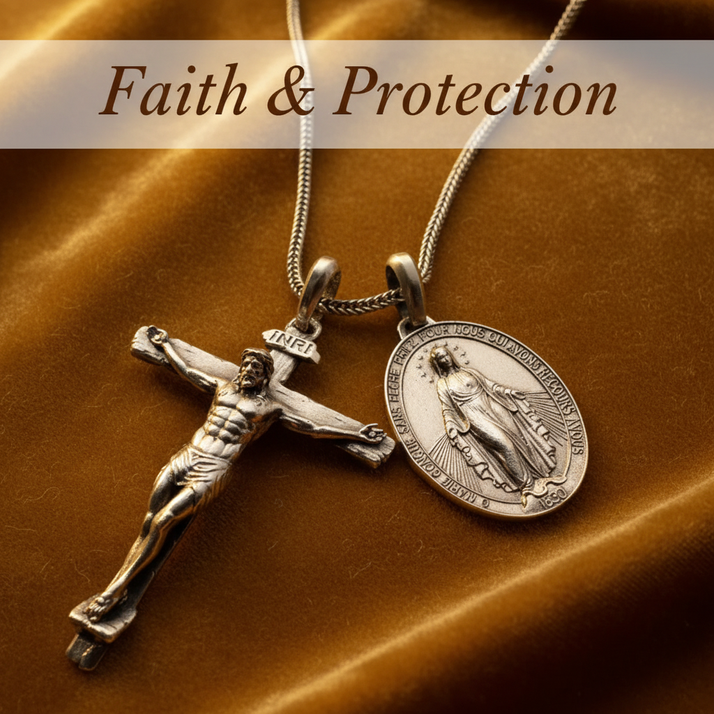 Jesus Cross and Virgin Mary Combination Necklace Pendant-KKICO