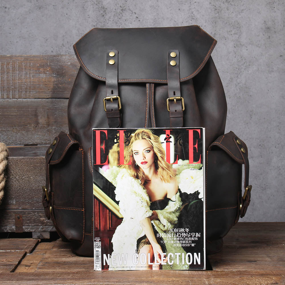 vintage leather rucksack men