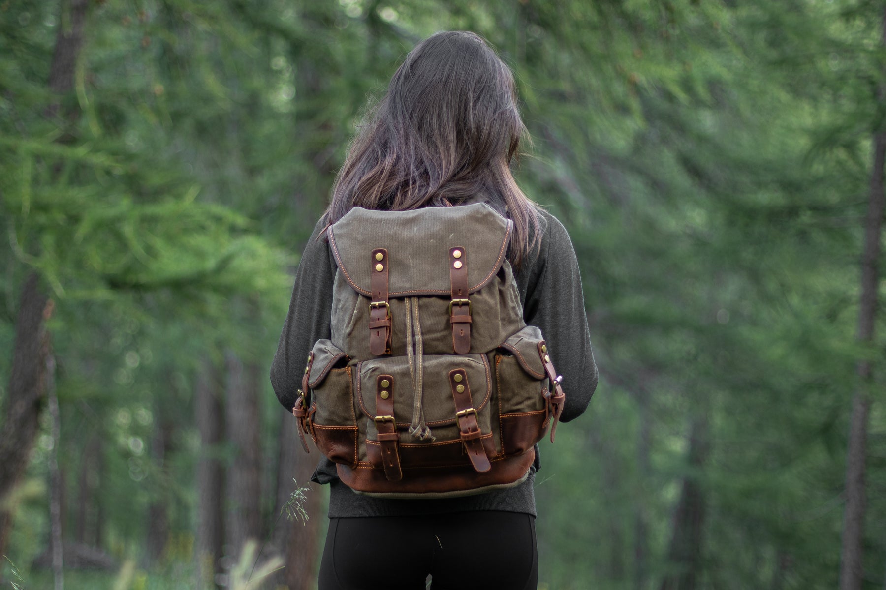 Uppsala backpack worn outdoors with adjustable shoulder straps