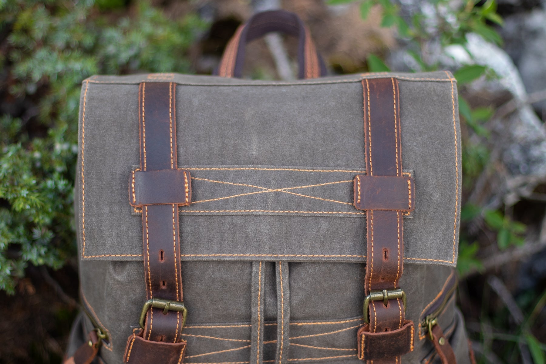 beige draw string canvas sack