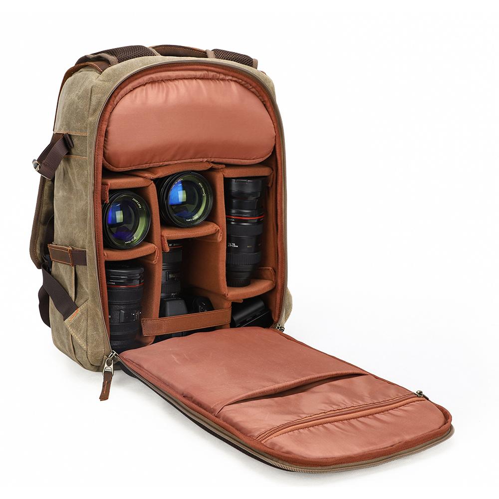 Waxed Canvas Camera Backpack CB08-KKICO