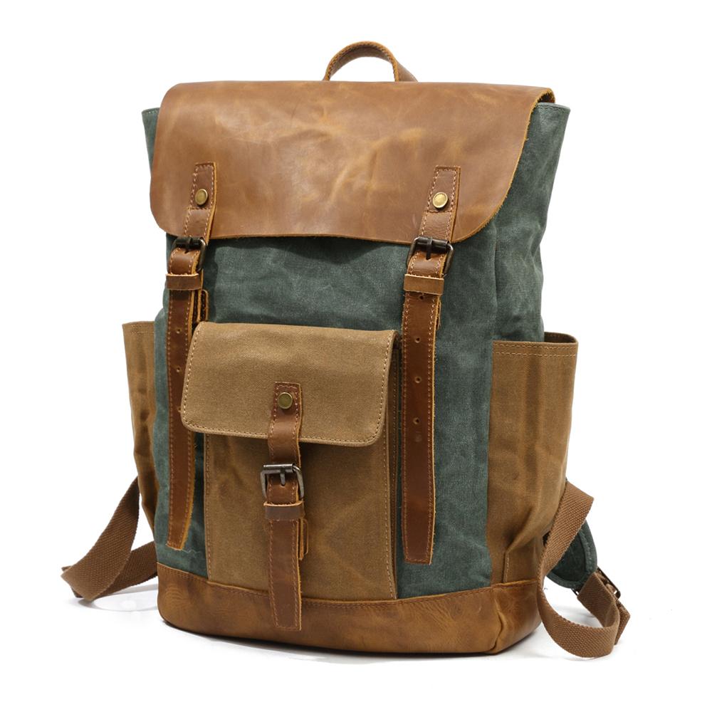 Waxed Canvas and Leather Backpack CB01-KKICO