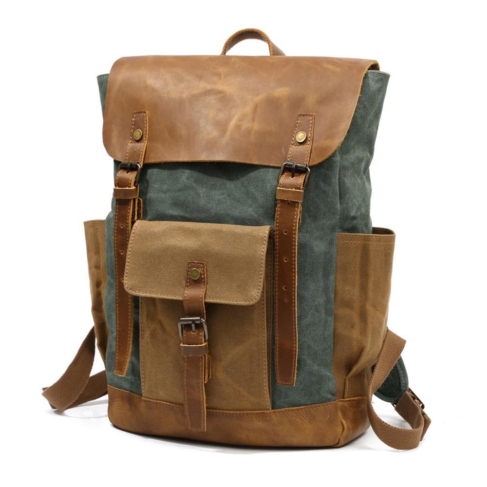 Waxed Canvas and Leather Backpack CB01-KKICO