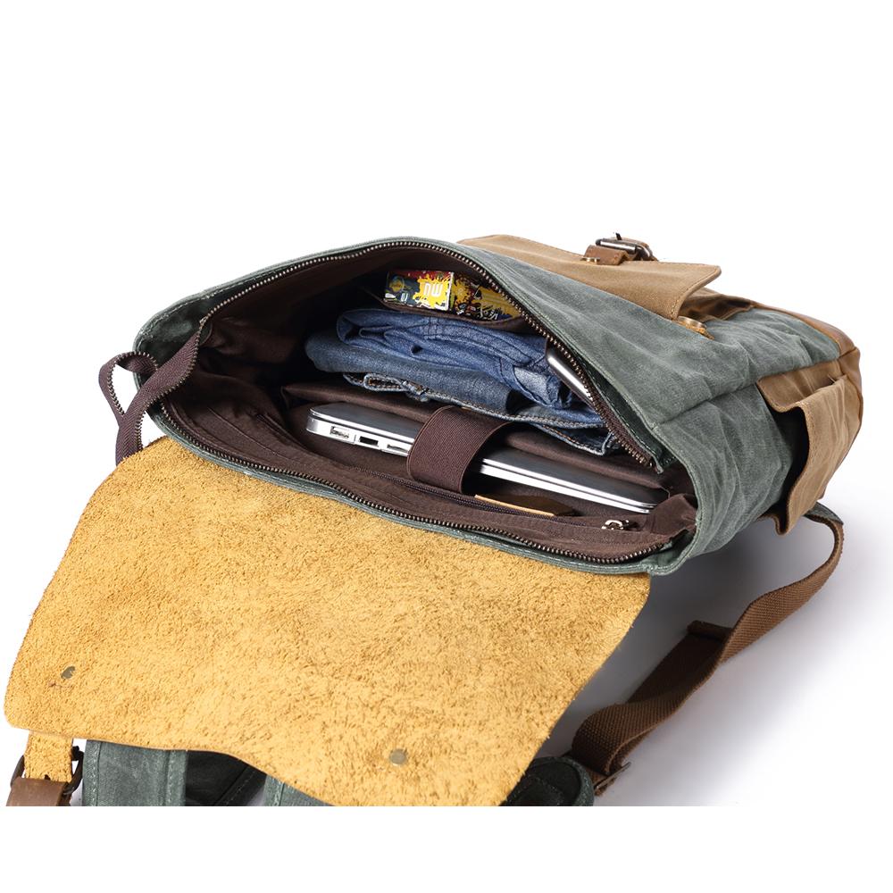Waxed Canvas and Leather Backpack CB01-KKICO