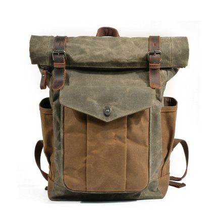 Waxed Canvas Roll Top Backpack CB06-KKICO