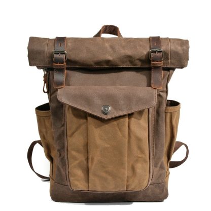 Waxed Canvas Roll Top Backpack CB06-KKICO