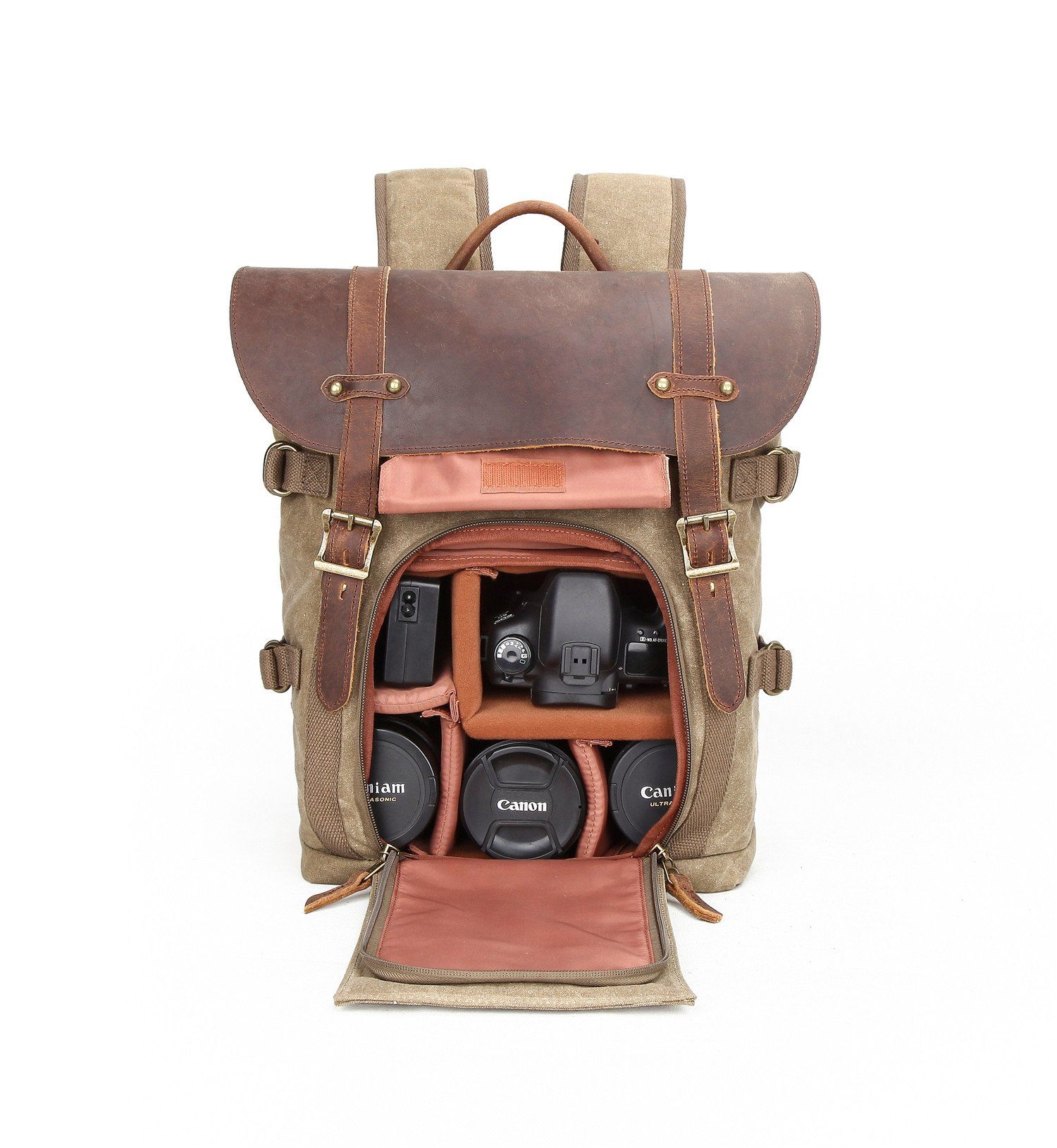 Canvas and Leather Camera Backpack CB07-KKICO