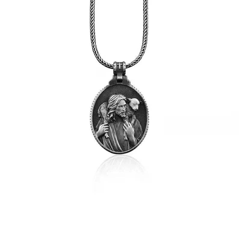 The Good Shepherd Sterling Silver Necklace - Sacred Symbol of Christ's Loving Care - John 10:14-KKICO