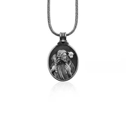 The Good Shepherd Sterling Silver Necklace - Sacred Symbol of Christ's Loving Care - John 10:14-KKICO