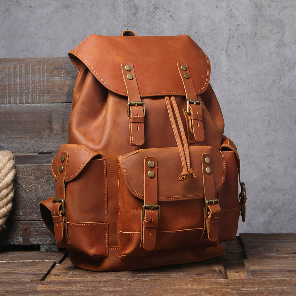 best full grain leather carryall backpack