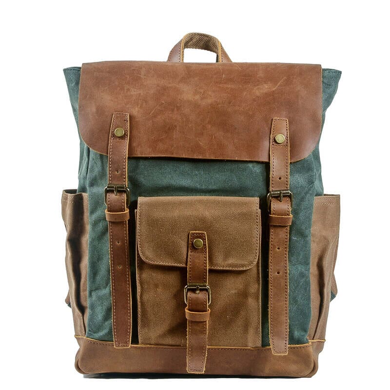 Waxed Canvas and Leather Backpack CB01-KKICO