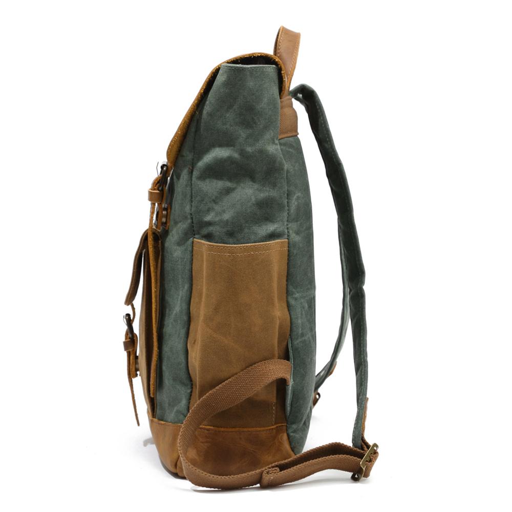 Waxed Canvas and Leather Backpack CB01-KKICO