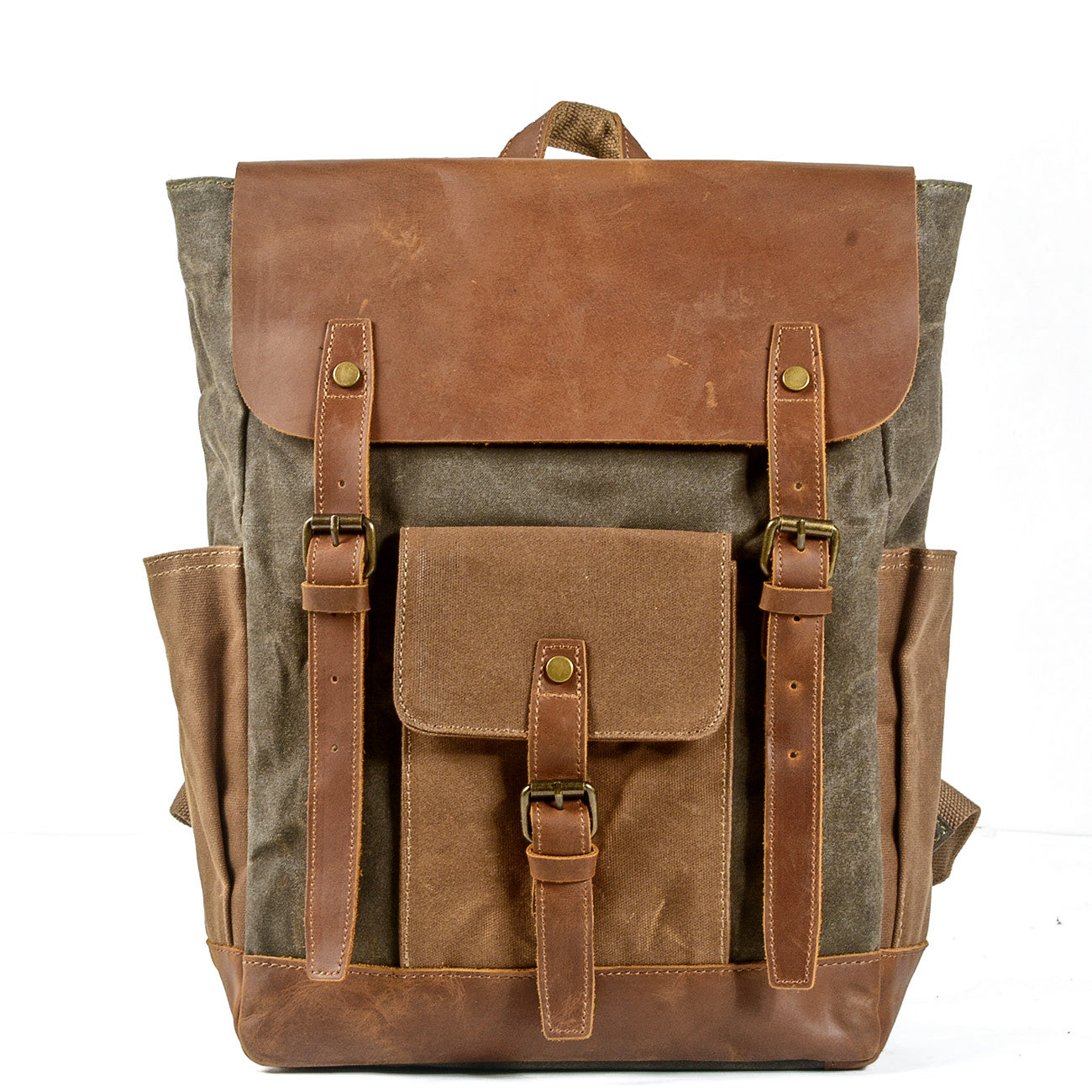 Waxed Canvas and Leather Backpack CB01-KKICO