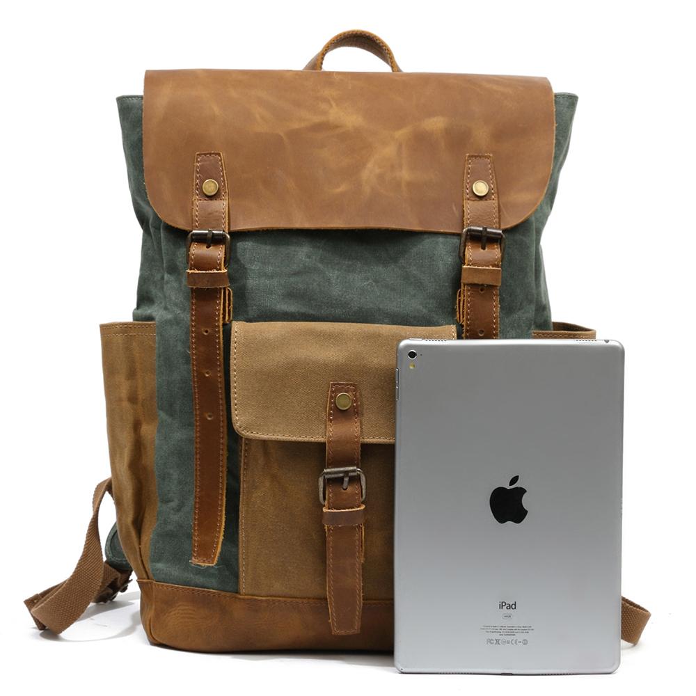 Waxed Canvas and Leather Backpack CB01-KKICO
