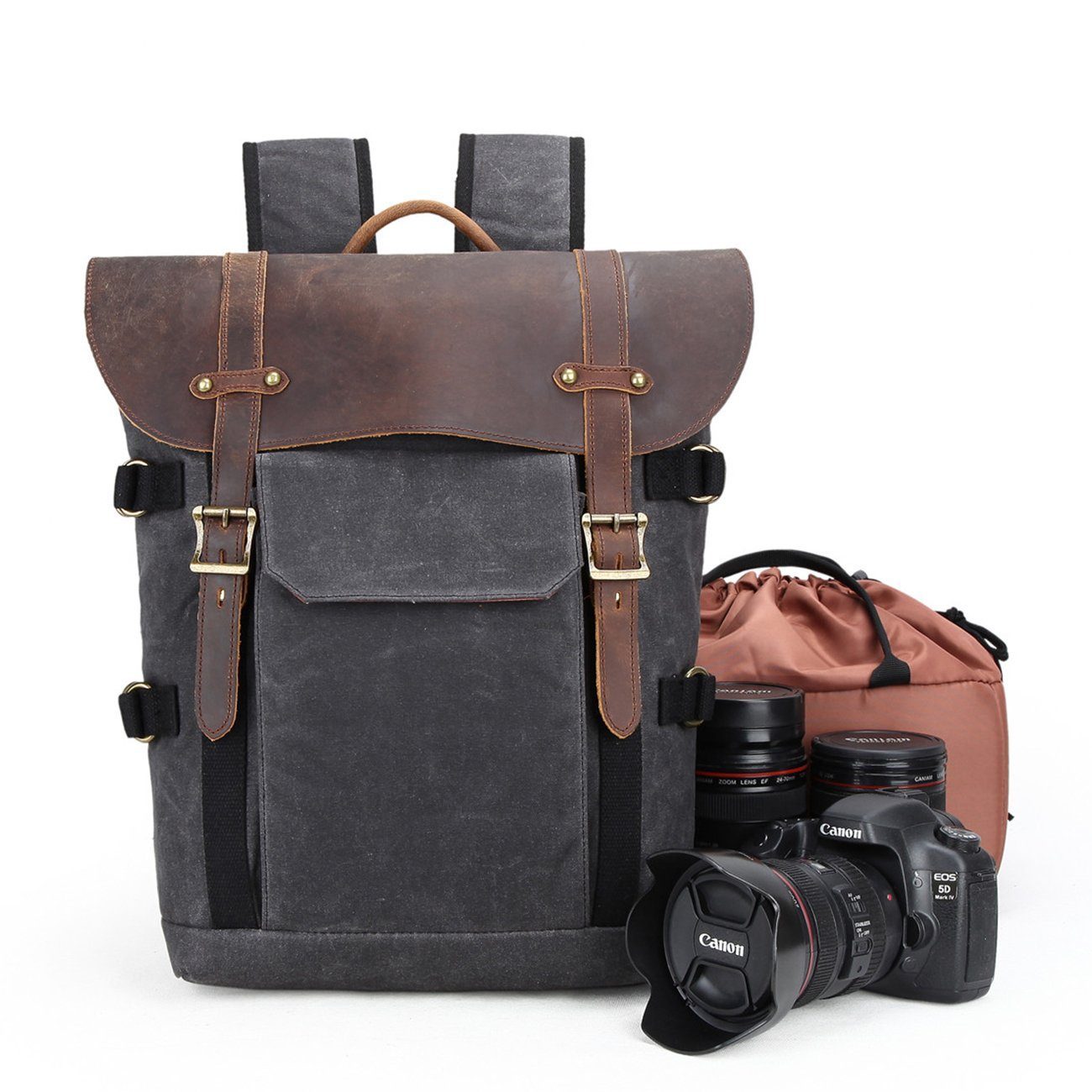 Canvas and Leather Camera Backpack CB07-KKICO