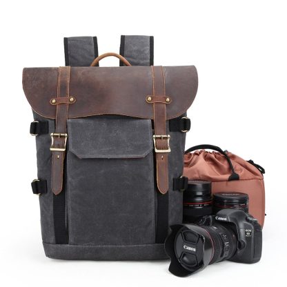 Canvas and Leather Camera Backpack CB07-KKICO