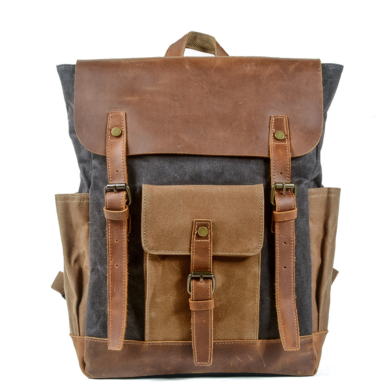 Waxed Canvas and Leather Backpack CB01-KKICO