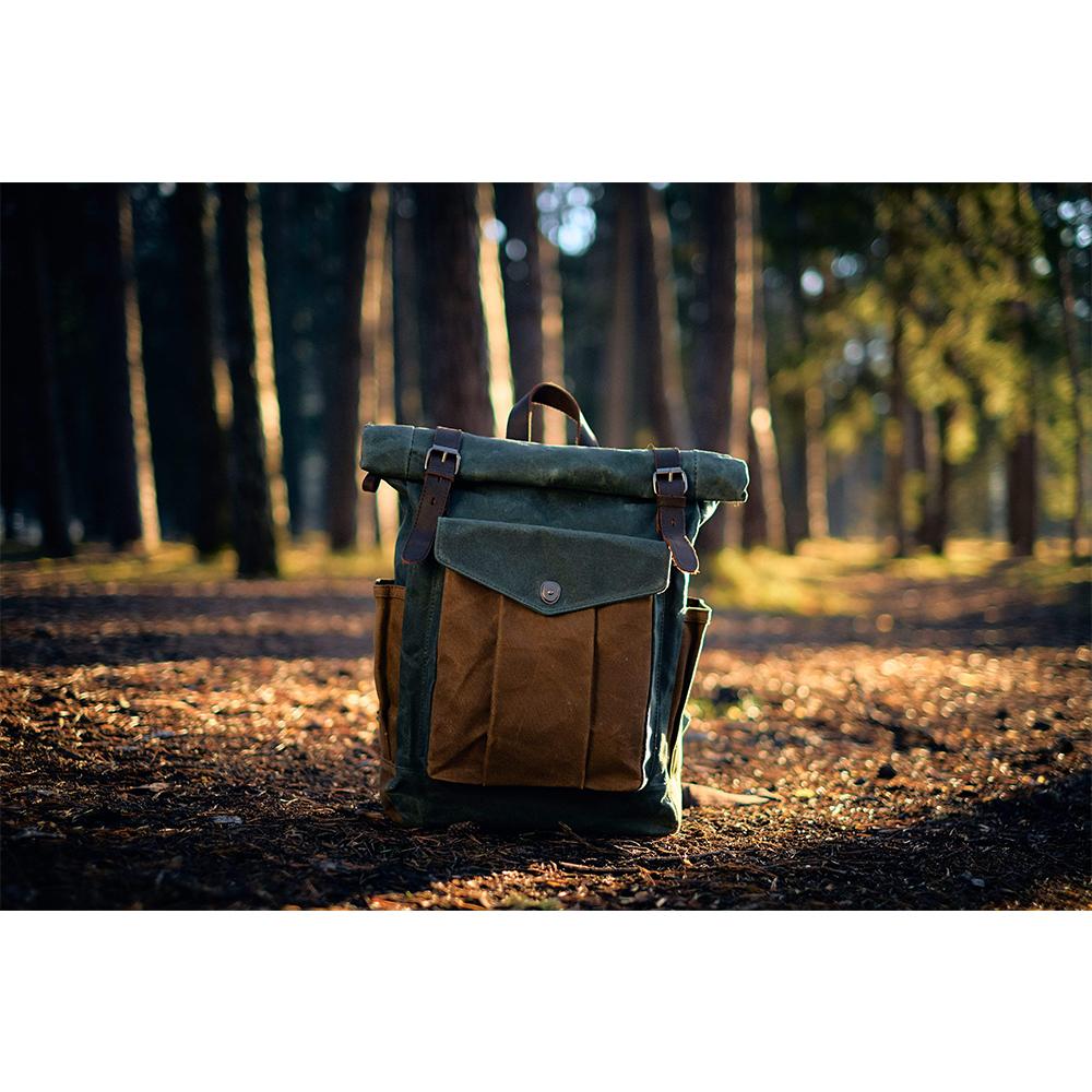Waxed Canvas Roll Top Backpack CB06-KKICO
