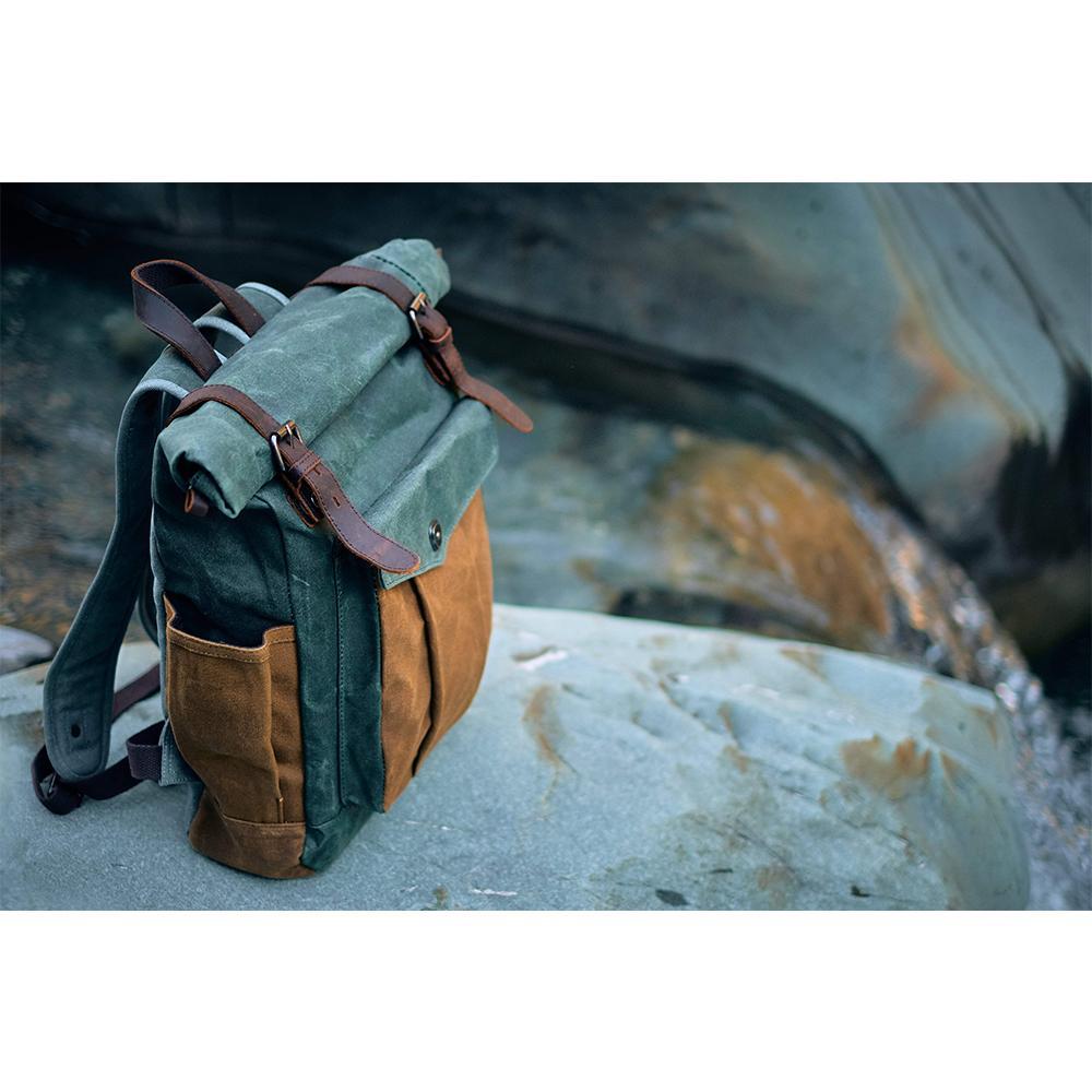 Waxed Canvas Roll Top Backpack CB06-KKICO