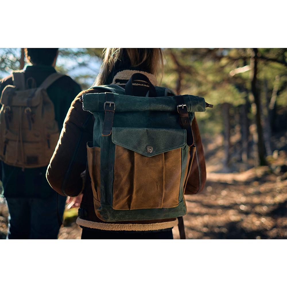 Waxed Canvas Roll Top Backpack CB06-KKICO