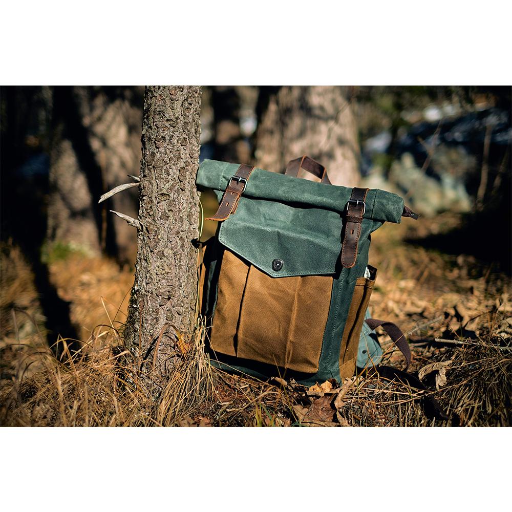 Waxed Canvas Roll Top Backpack CB06-KKICO