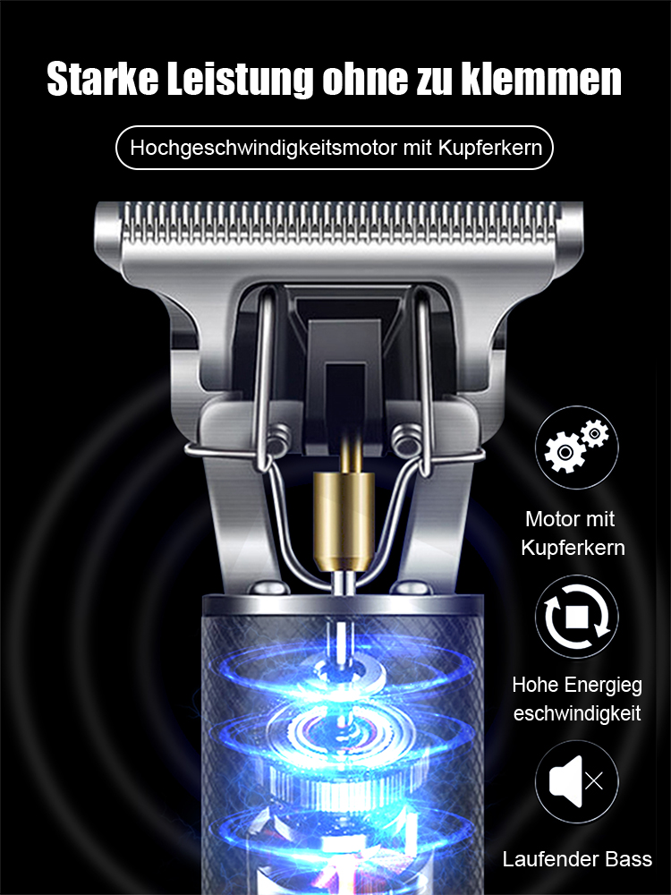 Vergessen Sie lästige Stoppeln am Nachmittag【Geräuschlos und ohne Hängen】Elektrischer Haarschneider für Ölkopf & Gravur