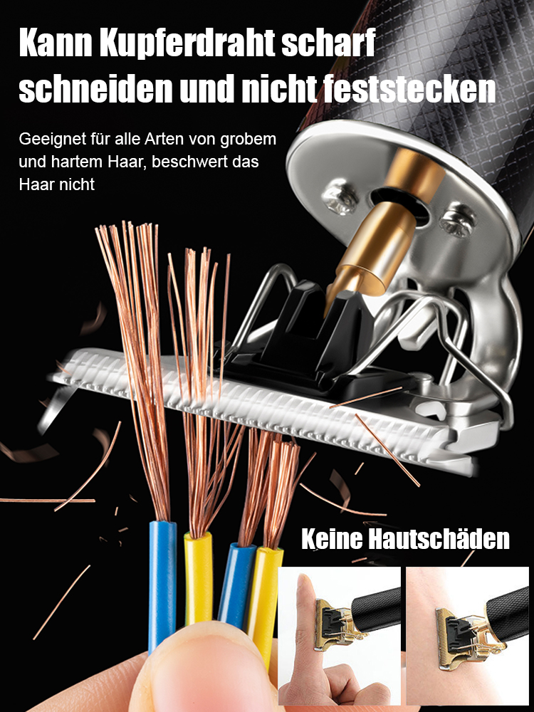 Vergessen Sie lästige Stoppeln am Nachmittag【Geräuschlos und ohne Hängen】Elektrischer Haarschneider für Ölkopf & Gravur