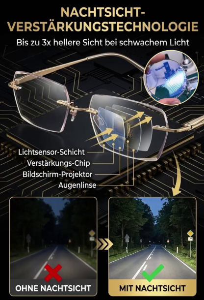【Blindstellenfreie Gleitsichtbrille】Intelligente Gleitsichtbrille✨Deutsche Forschungskooperation ☀️Erleben Sie kristallklare Sicht in jeder Situation. Entwickelt in Jena, vereint diese Brille High-Tech mit höchstem Komfort:
