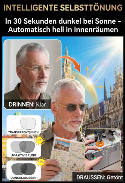 【Blindstellenfreie Gleitsichtbrille】Intelligente Gleitsichtbrille✨Deutsche Forschungskooperation ☀️Erleben Sie kristallklare Sicht in jeder Situation. Entwickelt in Jena, vereint diese Brille High-Tech mit höchstem Komfort: