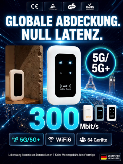 【Weltweite Abdeckung, keine Latenz】 🚀Mobiler 5G/5G+-WLAN-Hotspot mit Ultra-High-Speed– Ohne Vertrag!