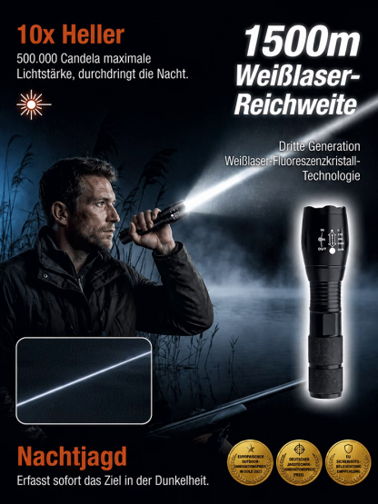 🔦Superhelle Zoom-Weißlaser-Taschenlampe 'Tongtianpao'– Dein ultimativer Begleiter