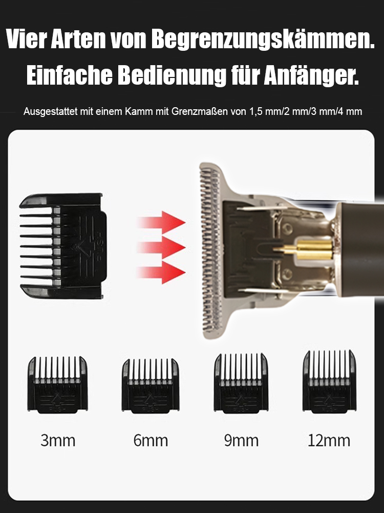 Vergessen Sie lästige Stoppeln am Nachmittag【Geräuschlos und ohne Hängen】Elektrischer Haarschneider für Ölkopf & Gravur
