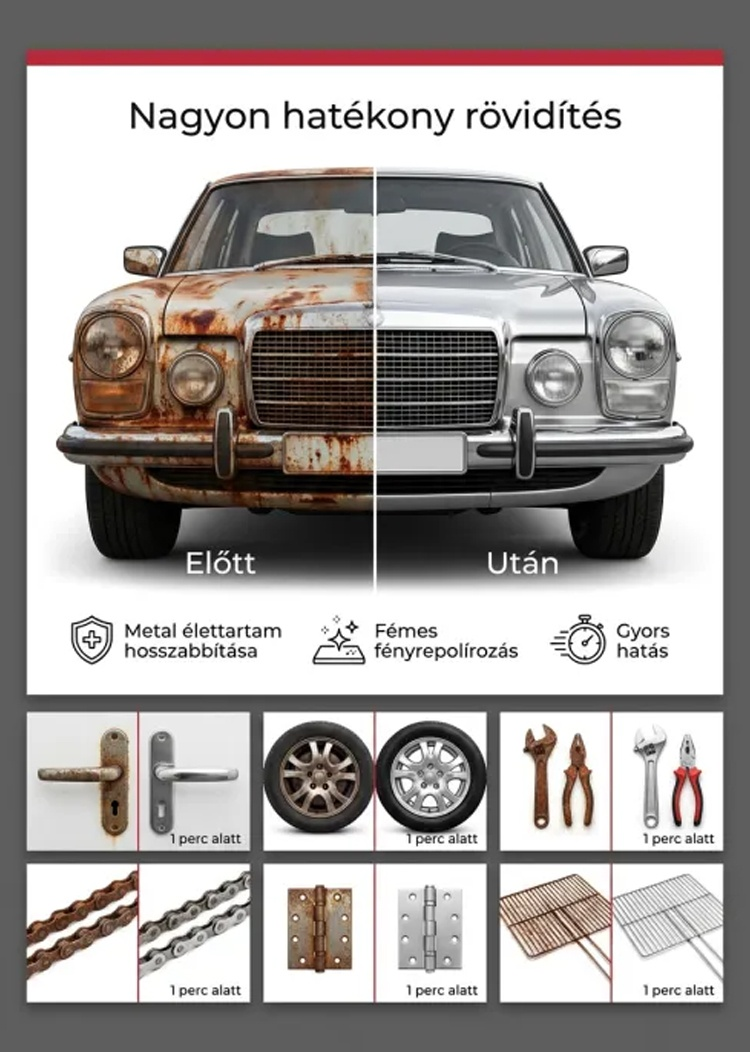 Autó rozsdaeltávolító + javító + polírozó 3 az 1-ben spray