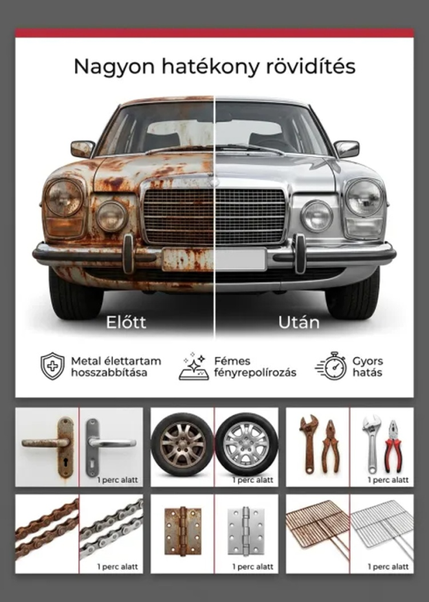 Autó rozsdaeltávolító + javító + polírozó 3 az 1-ben spray
