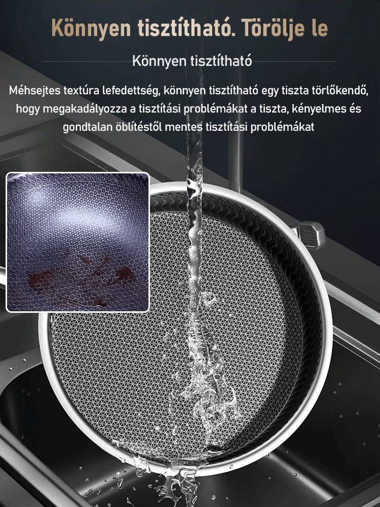 Prémium rozsdamentes acél serpenyő, 3 az 1-ben multifunkciós edény