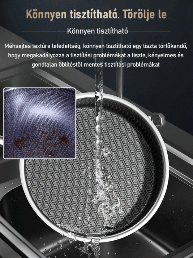 Prémium rozsdamentes acél serpenyő, 3 az 1-ben multifunkciós edény