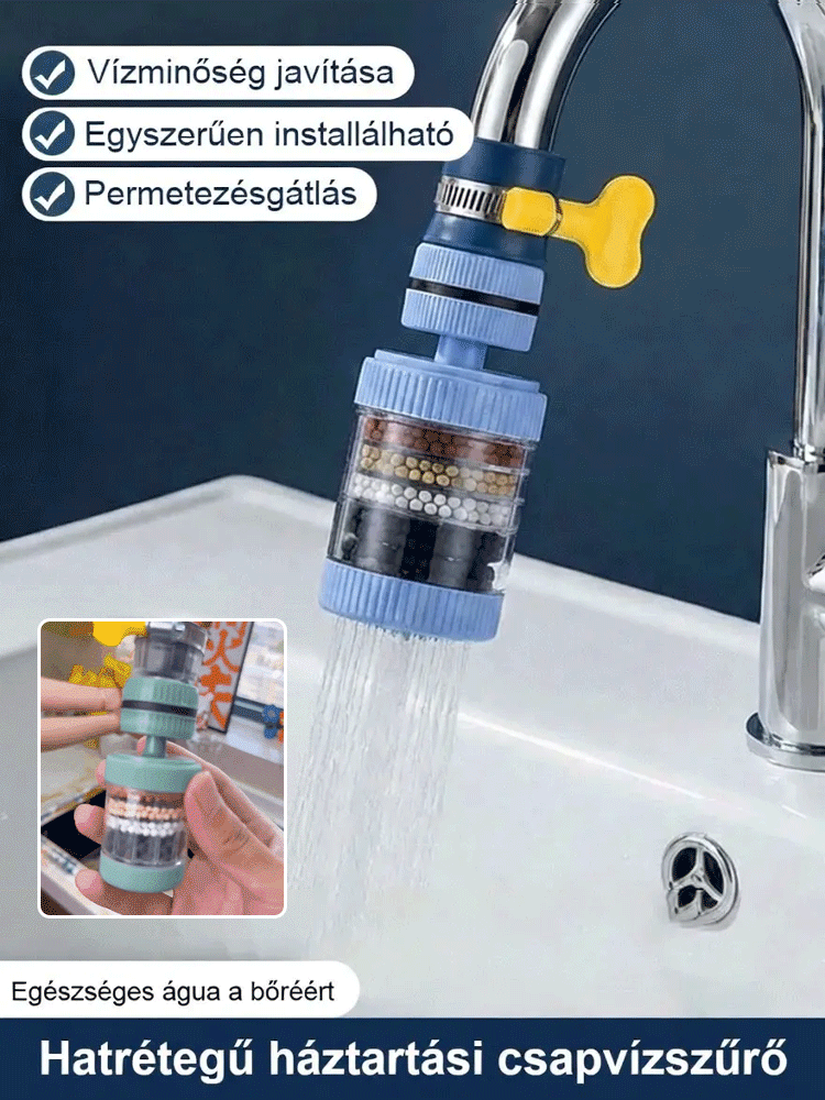 Hat rétegű háztartási csapvízszűrő fej
