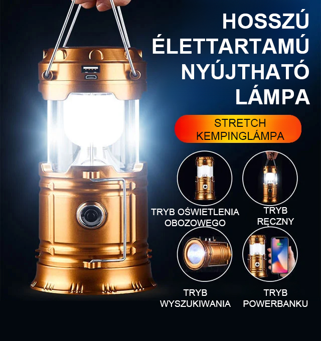 Vízálló, multifunkcionális napelemes lámpa