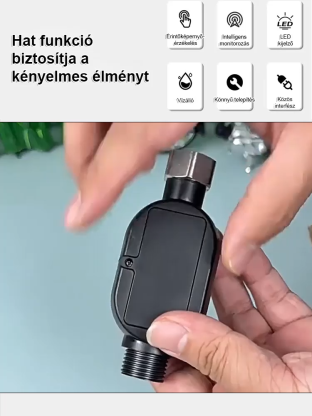 Intelligens vízálló zuhanyfej hőmérséklet-kijelzővel