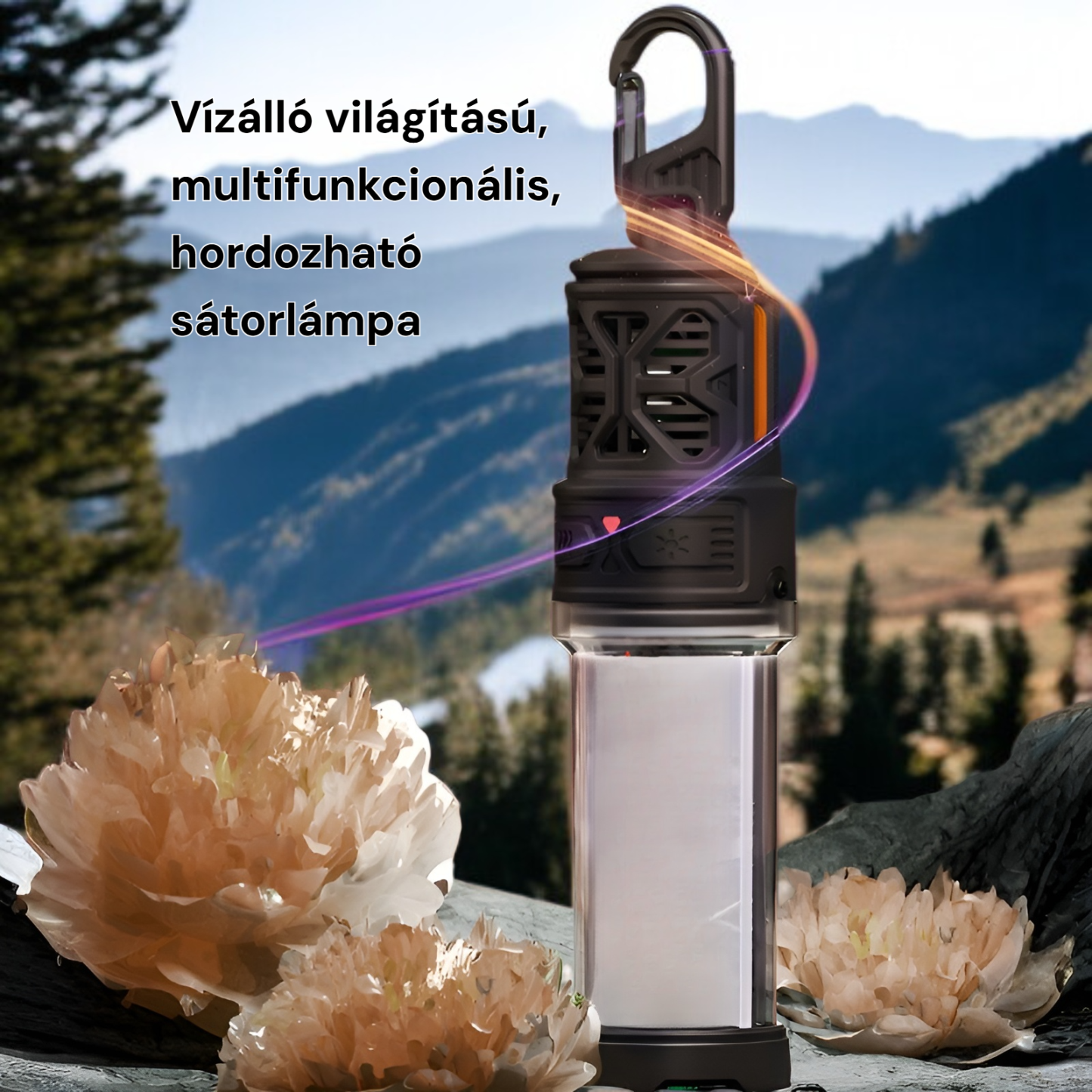 Vízálló világítású, multifunkcionális, hordozható sátorlámpa