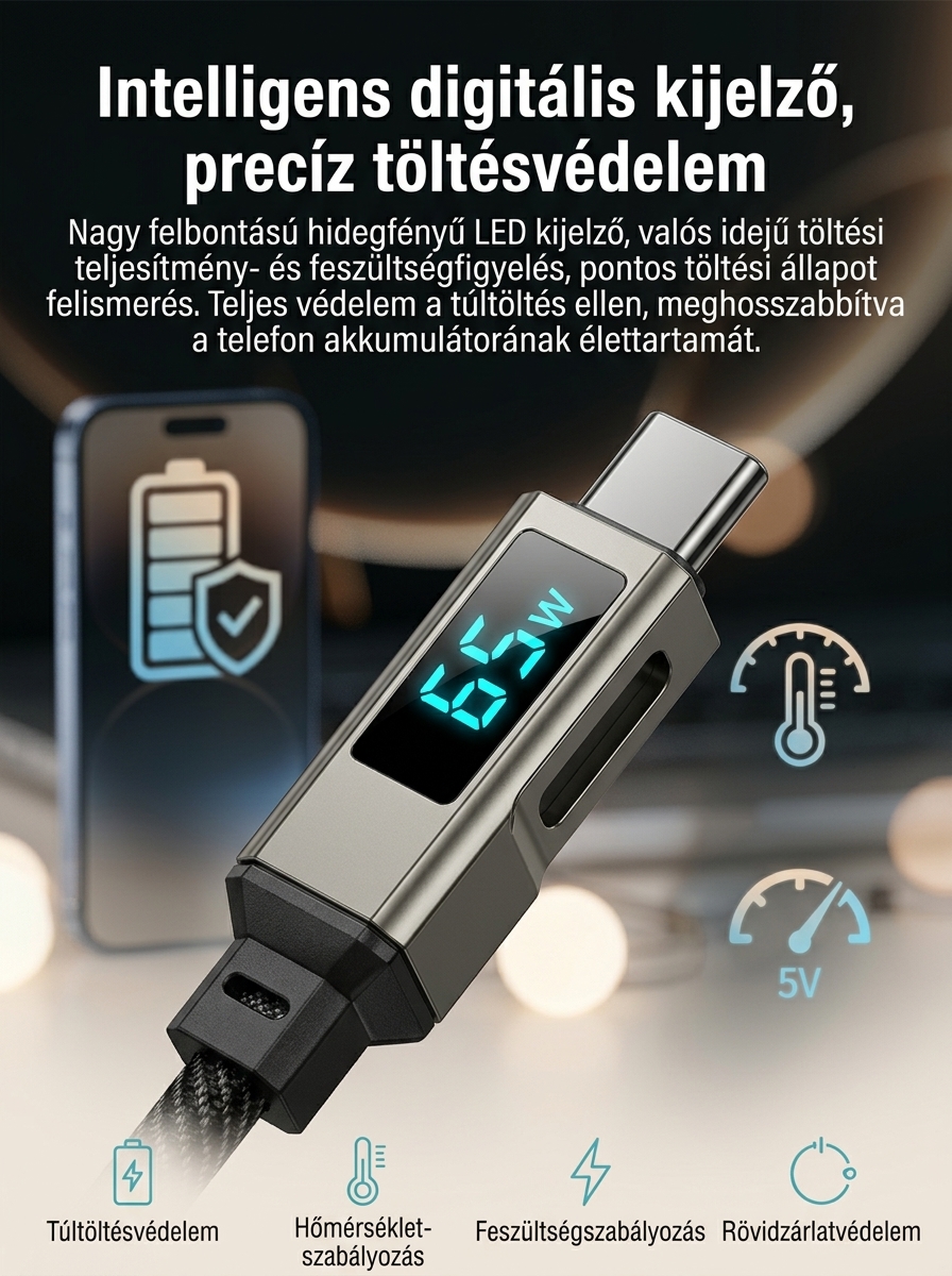 4 az 1-ben 65W gyorstöltő, Akár -50% kedvezmény ma!