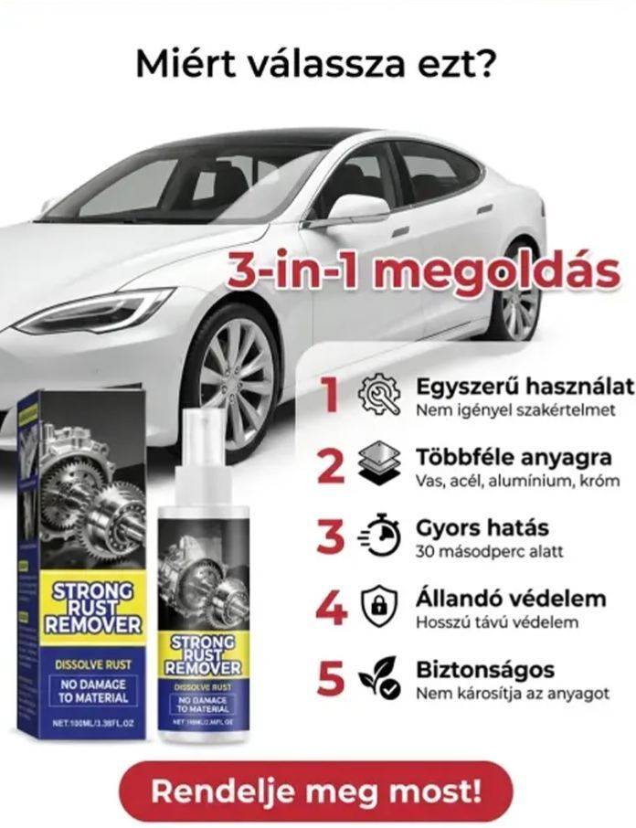 Autó rozsdaeltávolító + javító + polírozó 3 az 1-ben spray