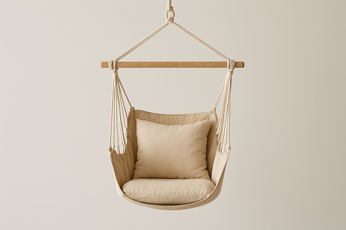 Puuvillakangas kattoon ripustettava riipputuoli tyynyillä, beige-Verdeharmonia