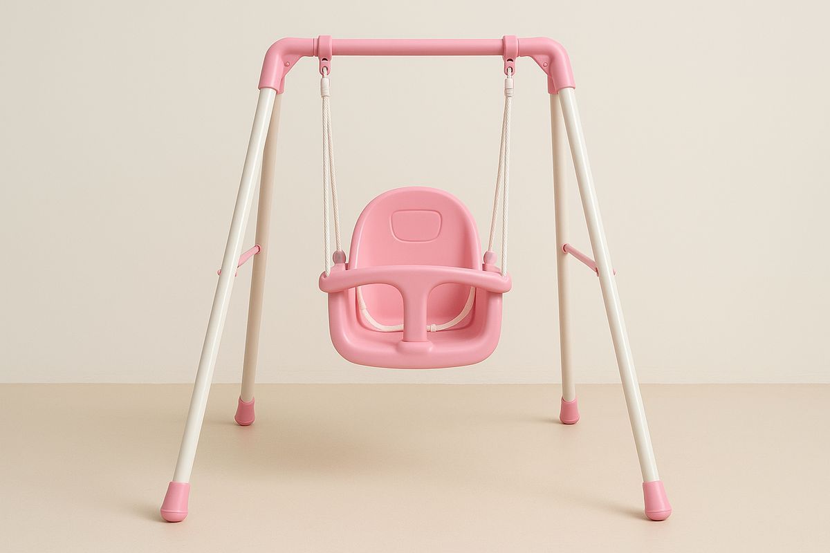 Lasten keinutuoli teräsrunko vaaleanpunainen-Verdeharmonia