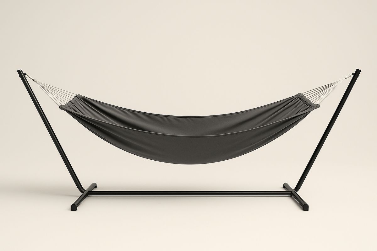 Musta polyesterikankainen riippumatto teräsrungolla-Verdeharmonia