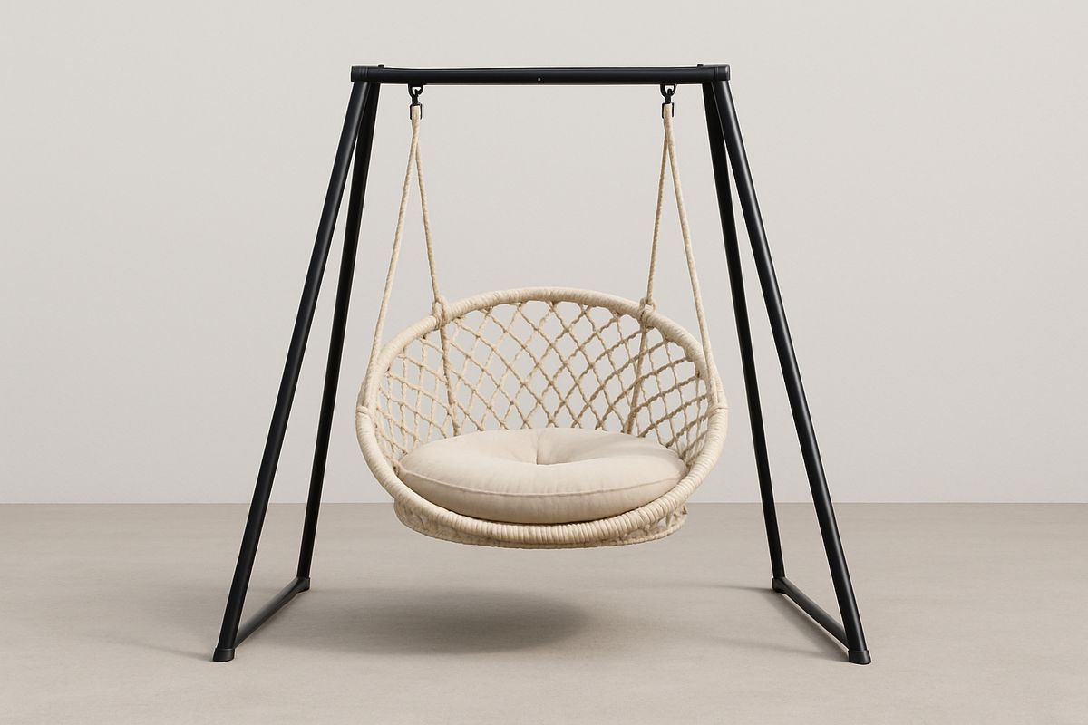 Juutti-keinutuoli teräsrunko luonnollinen 91 cm-Verdeharmonia